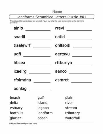 Scrambled Letters Landforms #01