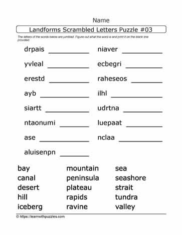 Scrambled Letters Landforms #03