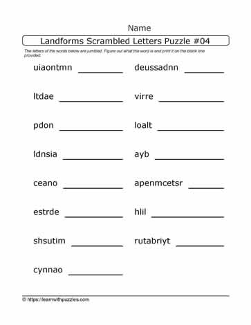 Scrambled Letters Landforms #04