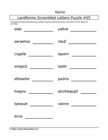 Scrambled Letters Landforms #05