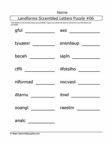 Scrambled Letters Landforms #06