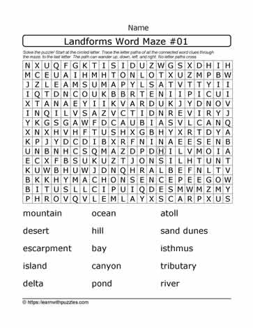 Landforms Word Maze #01