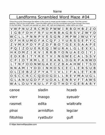Landforms Scrambled WordMaze#04