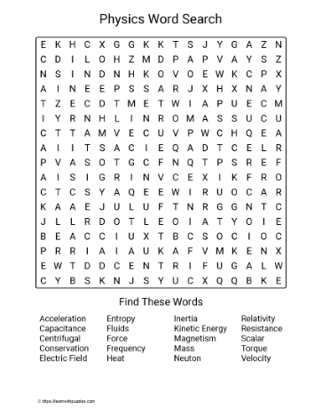 Large Print Physics Word Search Learn With Puzzles