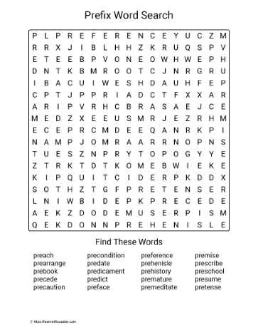 Large Print Prefix Word Search