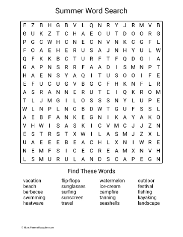 Large Print Summer Word Search Learn With Puzzles