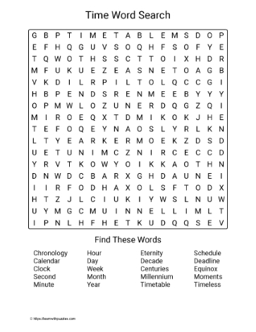 Large Print Time Word Search Large Print Time Word Search