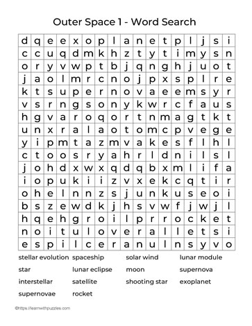 Large Print Word Search Outer Space 1
