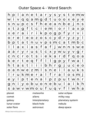 Large Print Word Search Outer Space 4