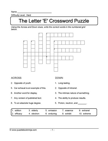 Hard Crossword Puzzle - ESL