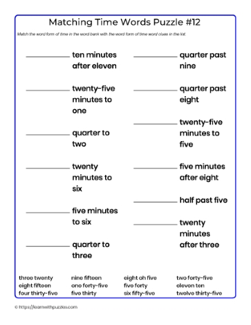 Matching Time Words-12