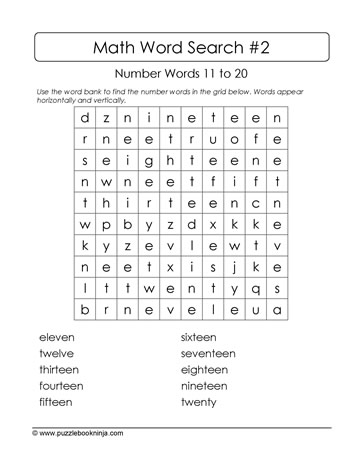 Math Word Wordsearch Puzzle
