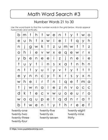 Math WordSearch Easy Puzzle