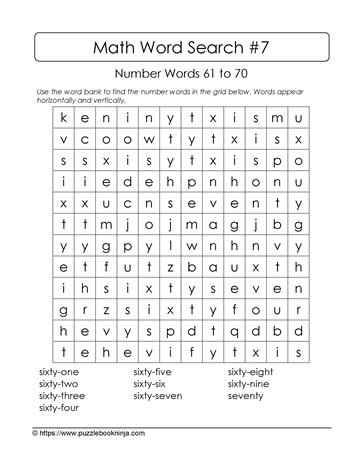 Find A Word Math Word Search