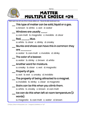 Matter Multiple Choice-04