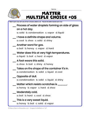 Matter Multiple Choice-05