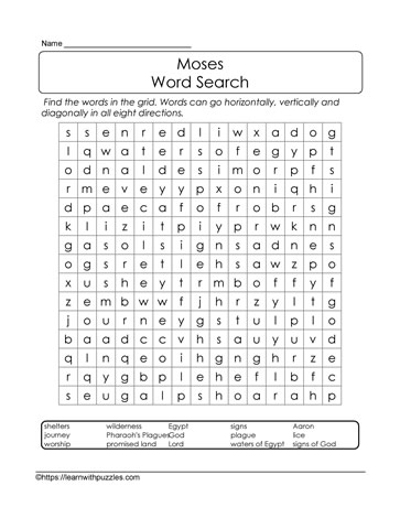 Find a Word Puzzle Moses