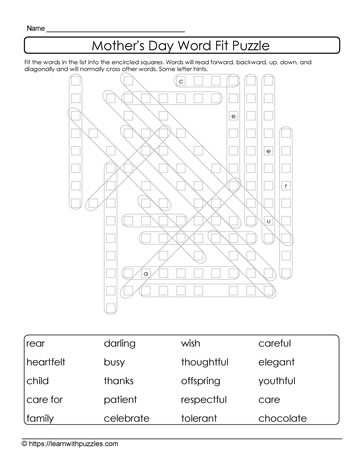 Mother's Day Word Fit Puzzle 05