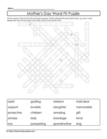Mother's Day Word Fit Puzzle 06