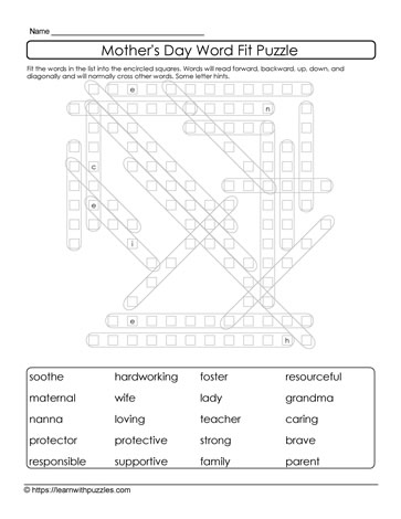 Mother's Day Word Fit Puzzle 10