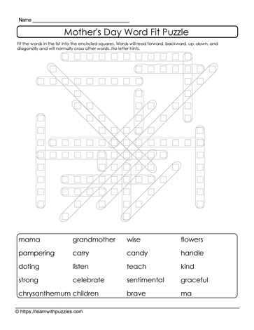 Mother's Day Word Fit Puzzle 11