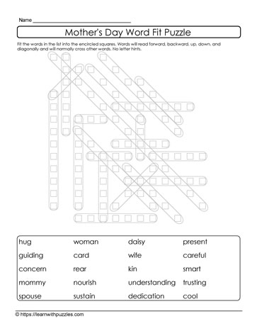 Mother's Day Word Fit Puzzle 12