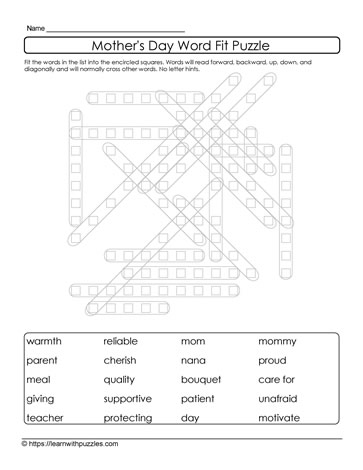 Mother's Day Word Fit Puzzle 14