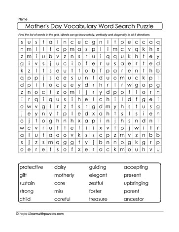 Mother's Day Word Search 02