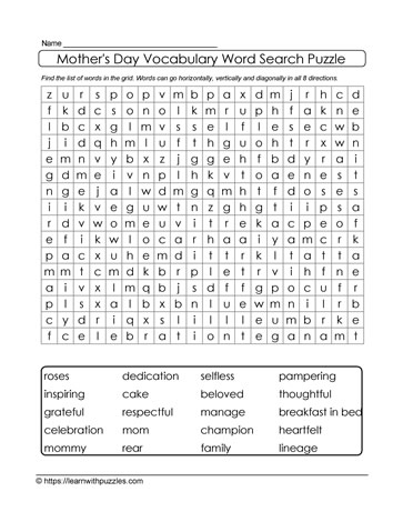 Mother's Day Word Search 08