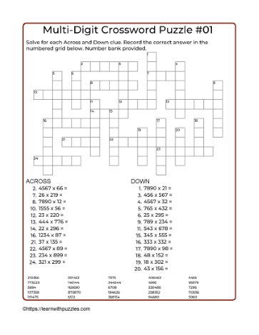 Multi-Digit Crossword #01