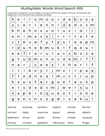 Word Search Puzzle 05