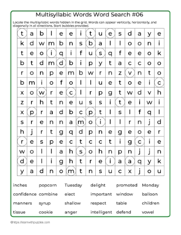 Word Search Puzzle 06