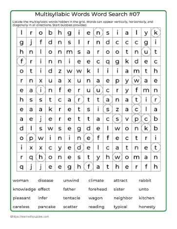 Word Search Puzzle 07