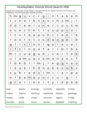 Word Search Puzzle 08