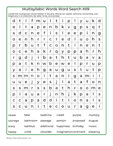 Word Search Puzzle 09