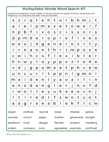Word Search Puzzle 11