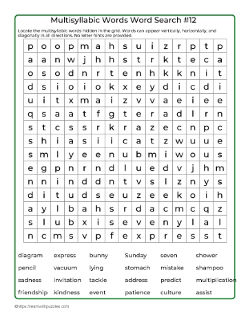 Word Search Puzzle 12