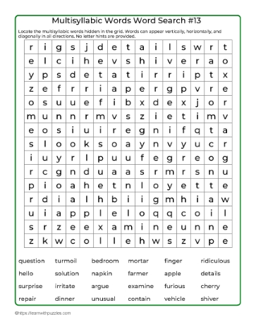 Word Search Puzzle 13