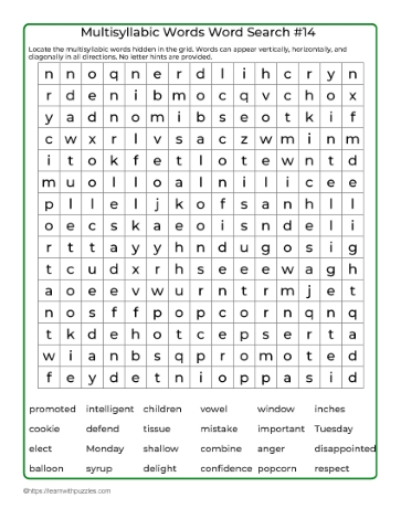 Word Search Puzzle 14