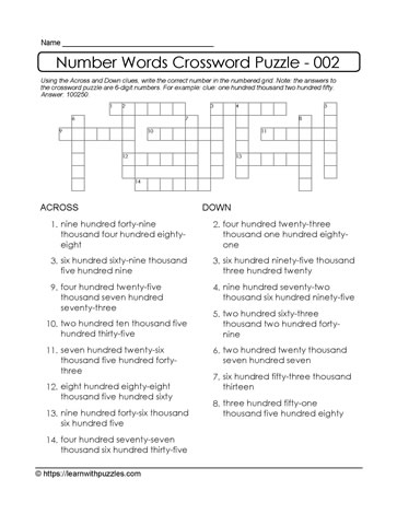 Number Crossword Puzzle - 002