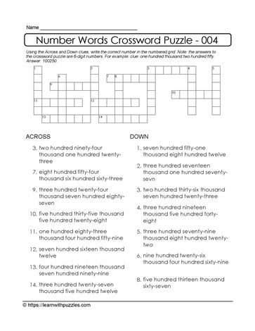Number Crossword Puzzle - 004