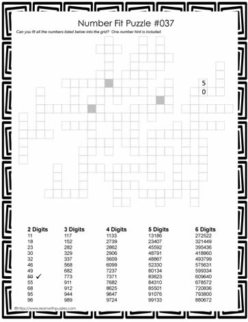 Number Fit Puzzle - 037
