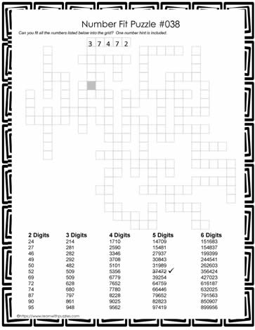 Number Fit Puzzle - 038