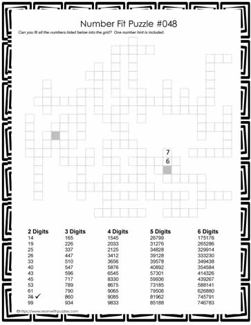 Number Fit Puzzle - 048