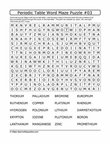 Periodic Table Word Maze#03