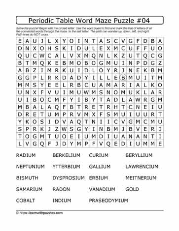 Periodic Table Word Maze#04