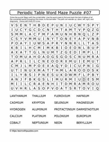 Periodic Table Word Maze#07