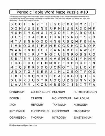 Periodic Table Word Maze#10