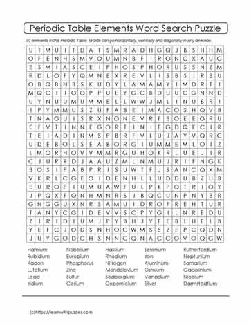 Periodic Table Word Search #03