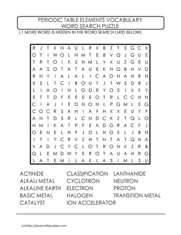 Periodic Table Wordsearch Challenge11